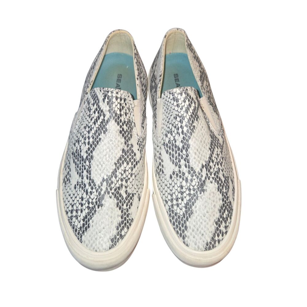 Seavees Women Sz 8 Baja Platform Mulholland Snake Skin Embossed Leather Sneakers - Picture 2 of 9